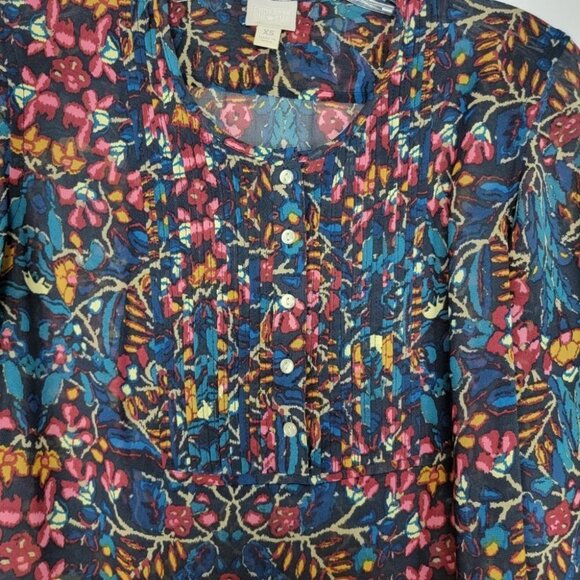 Converse All Star Womens Floral Blouse XS Sheer Chiffon Boho Hippie Oversized - Picture 6 of 13